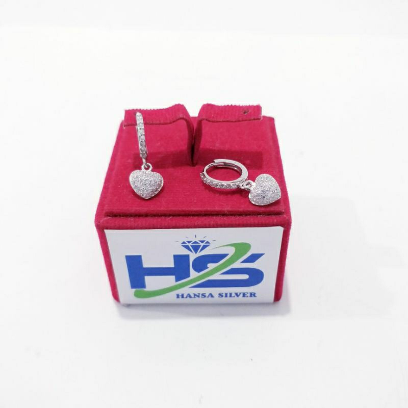 Anting Perak Wanita Asli Silver 925 Lapis Emas Putih Model Jepit Agogo Oval Bulat Dan Love - Anting Wanita Anti Karat