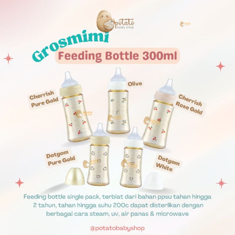 Grosmimi - Feeding Bottle TwinPack &amp; 1 Pack 200ml 300ml Bear / Cherry