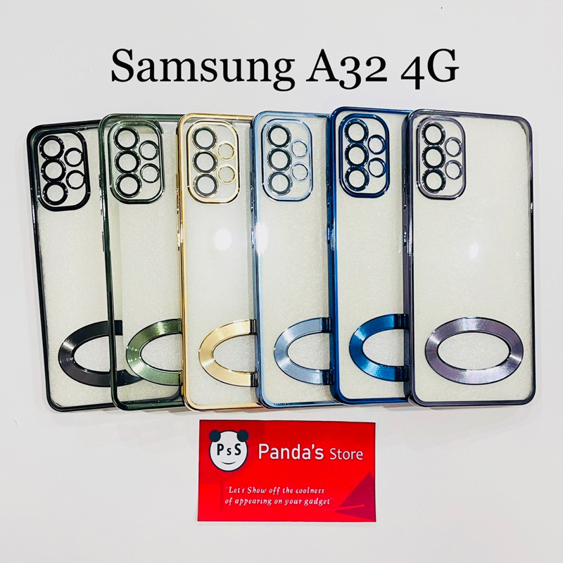 Softcase Samsung A32 4G Lens Protector Circle Chrome Logo Clear Case