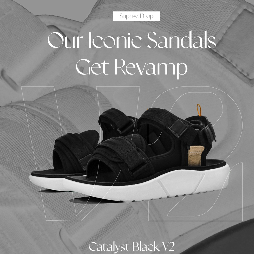 Catalyst Black | Sendal Gunung Hitam Strap Original Kasual Pria Cowok Sandal | FORIND x Navara