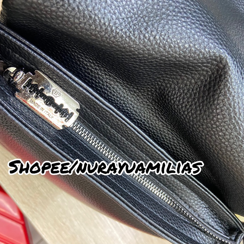 Tas selempang pria kulit asli Philip plein import tas slempang pria