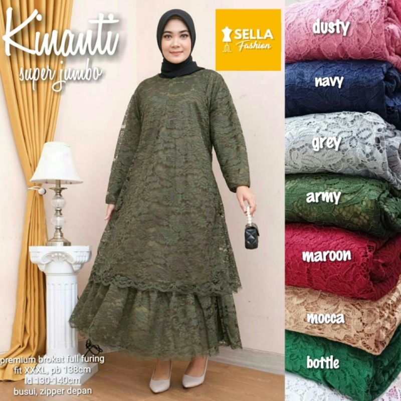 kinanti gamis brokat jumbo dress bigsize ld140