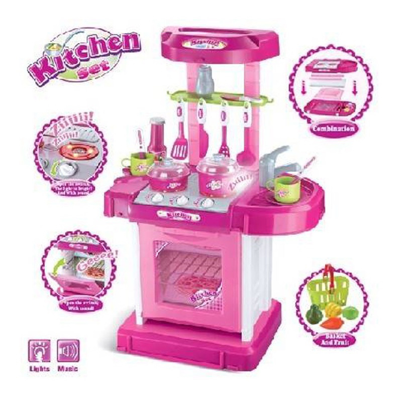 Mainan Masak-Masakan Koper Kitchen Set Warna Pinkk Packingan Box