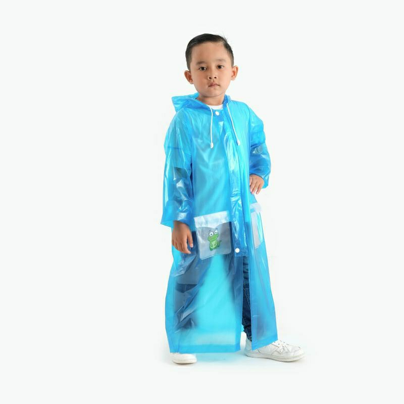 Jas Hujan Karakter Anak Kids Setelan &amp; Coat Biru Mantel Ponco Anak 5-10 Tahun / Jas Hujan Anak / Mantel Anak Pelindung Hujan