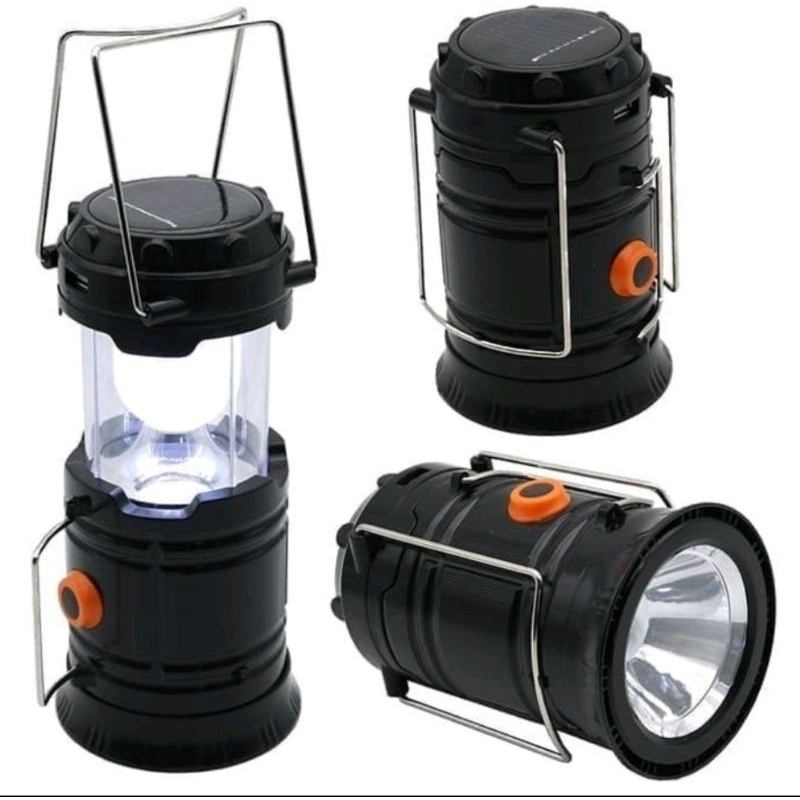 Lampu Darurat Emergensi + Senter` Lentera Tenda Cas USB & Tenaga Surya