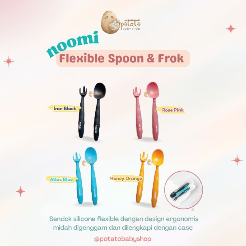 Noomi Flexible Spoon &amp; Fork - Sendok Makan Anak