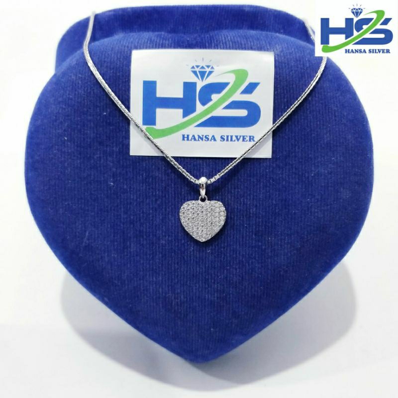 Kalung Perak Wanita Silver Asli 925 Lapis Emas Putih Italy Santa Liontin Love - Kalung Pria Wanita Anti Karat