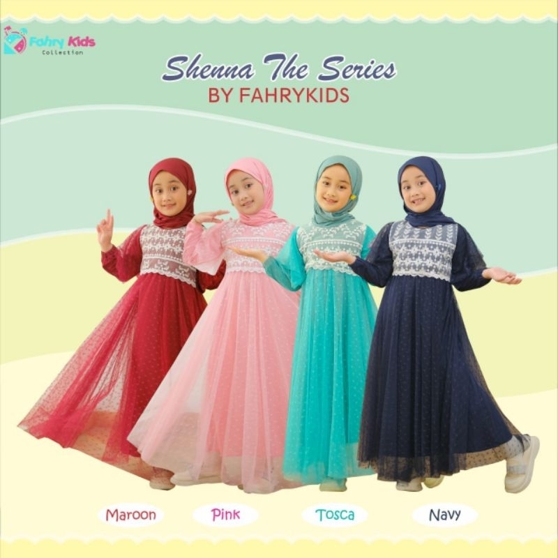 GAMIS SHENNA THE SERIES by FAHRY KIDS size 3-9 tahun gamis sheanna fahrykids