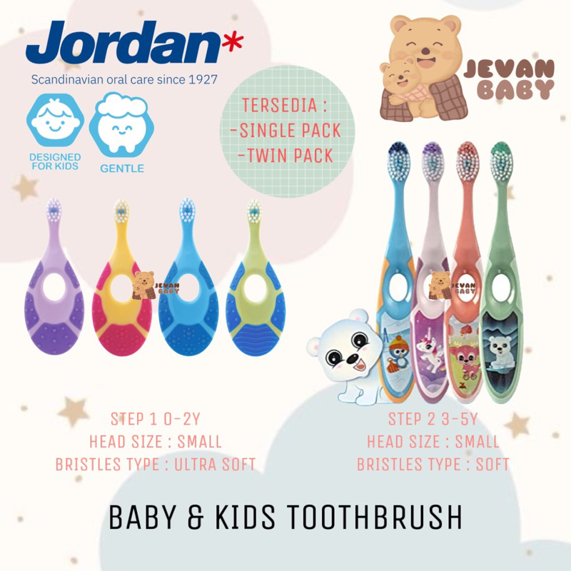 Jordan Kids Toothbrush Sikat Gigi Anak Step 1 / Step 2 / Step 3 - SINGLE PACK / TWIN PACK