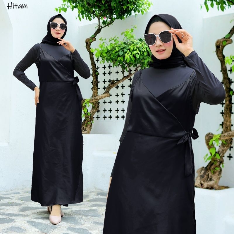 DRESS OUTER FARASYA, VELVET SATIN, GAMIS HIJAB MUSLIM, MAXY DRESS