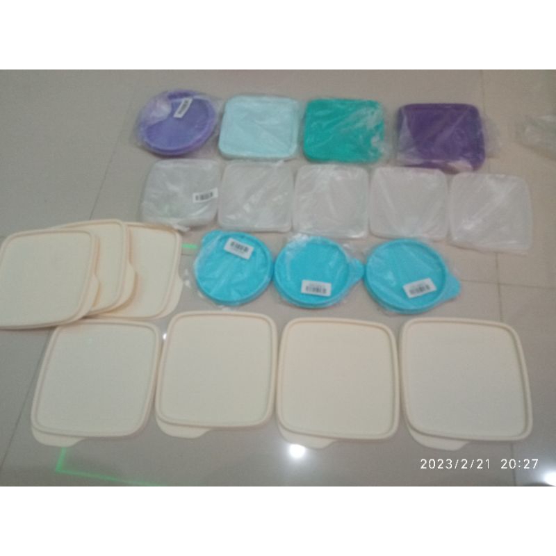 Tupperware tutup loly, canister, square round, summer, deco