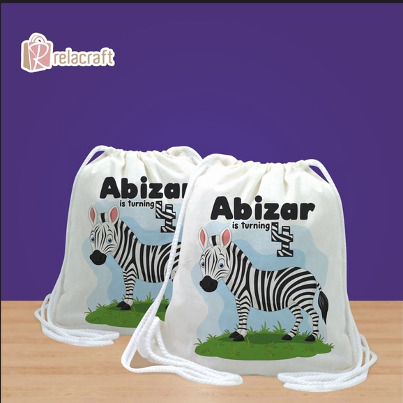 TAS MODEL GENDONG UNTUK ANAK ANAK/ TAS SOUVENIR ULANG TAHUN/ DESAIN ZEBRA/TAS UNIK