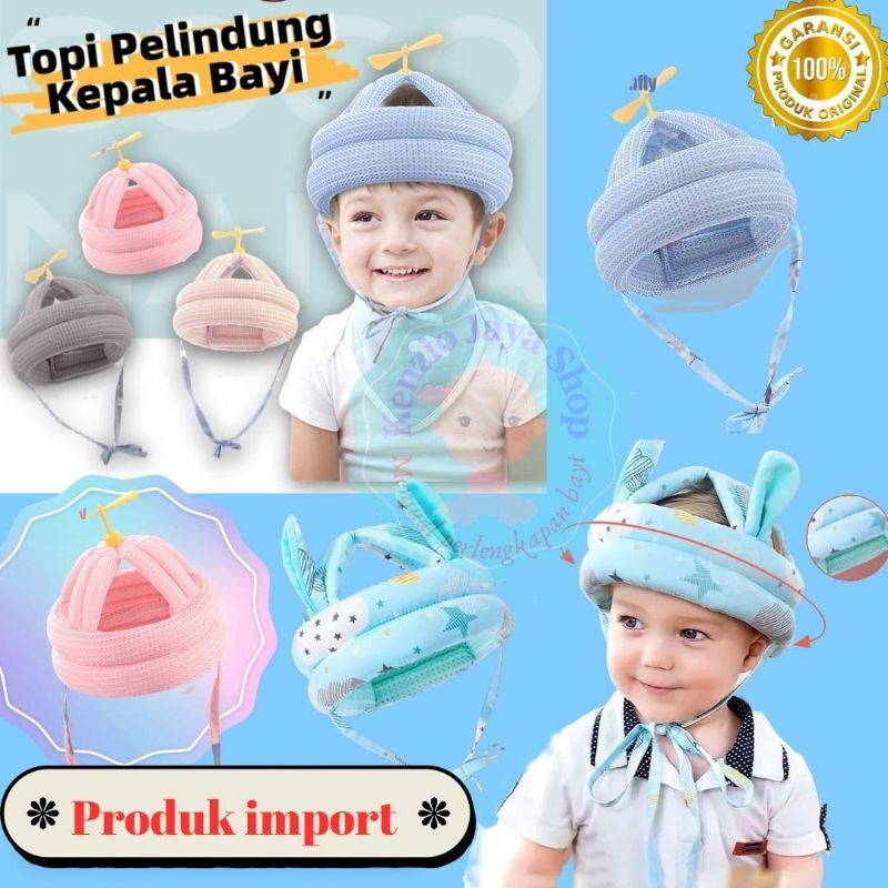 topi pelindung kepala bayi motif baling baling