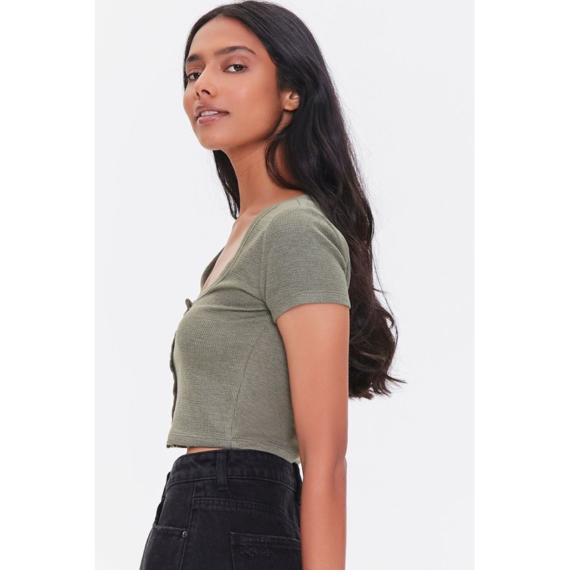 Forever21 Button-Front Knitted Crop Top