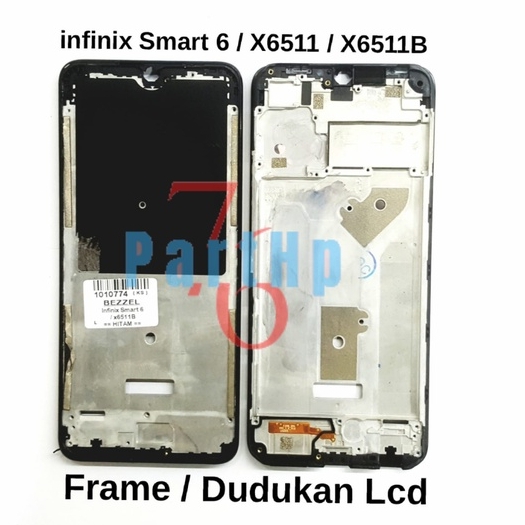 Frame Bezzell  - Infinix Smart 6 - X6511- X6511B - Dudukan Lcd Bezzell Bezel Bejel - Hitam