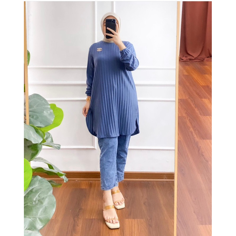 tunik oval kaos knit premium