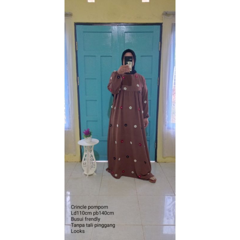gamis Crinkle pom pom