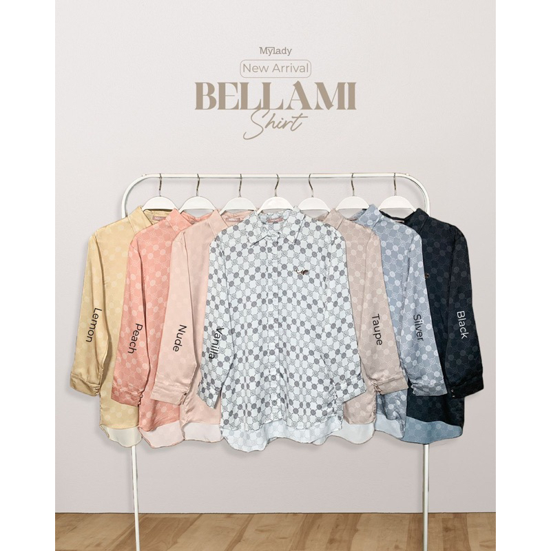 Mylady BELLAMI SHIRT PART 1 | BLOUSE KEMEJA ATASAN WANITA PRINTING MOTIF MONOGRAM MY LADY | Rora Gal