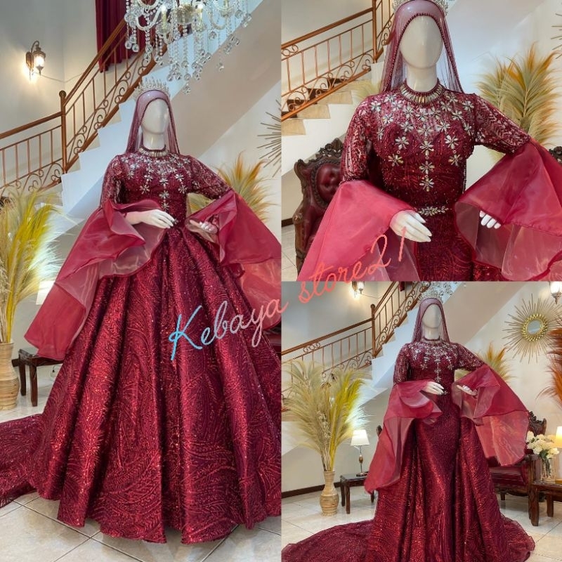 TERBARU GAUN PENGANTIN PREMIUM// GAUN BELIMBING  PAYET/BALL GAUN/GAUN TERBARU/PERLENGKAPAN PESTA/BAJU NIKAH/GAUN MODERN