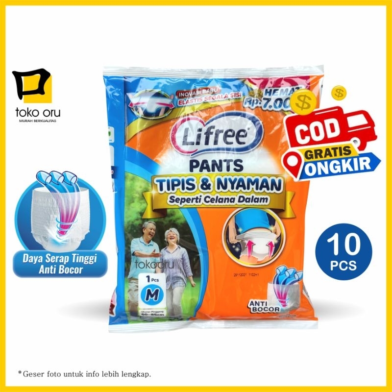 Popok Celana Lifree M 1 x 10 Sachet Pempers Dewasa