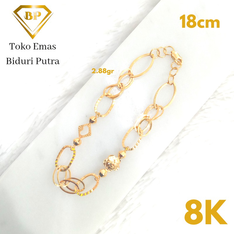 Gelang Emas Rantai Hollo Kadar 8K/375 Toko emas Biduri Putra