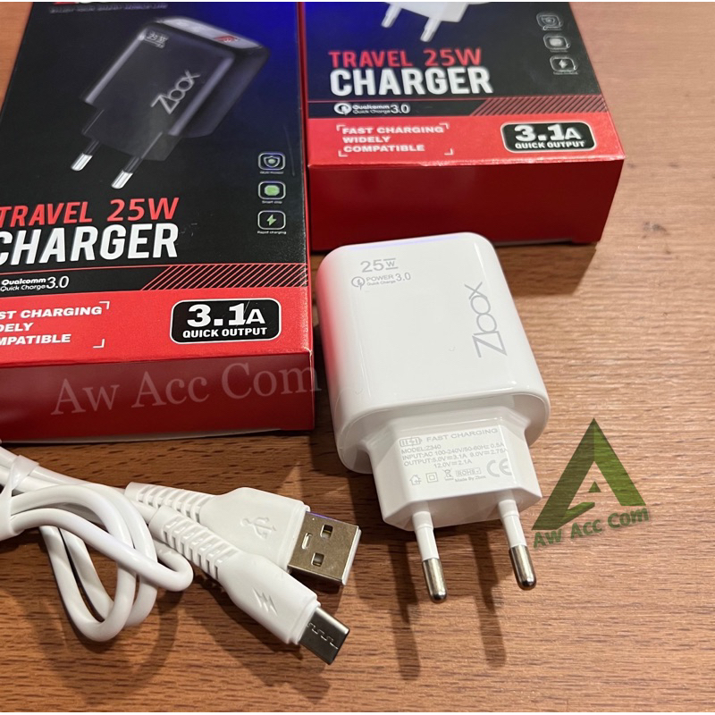 POWER ADAPTER CHARGER 25W LED QC3.0 CABLE TYPE C FAST CHARGING 3.1A Z-BOX/340 25WATT