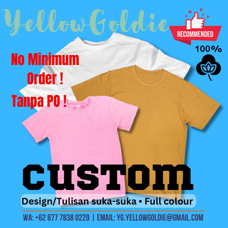 Kaos Custom sablon cotton combed 30s dewasa
