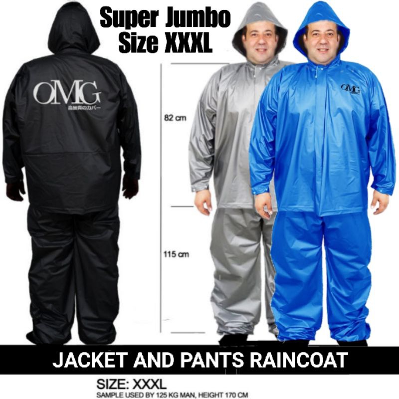 Mantel Jas Hujan Ukuran Besar Super Jumbo Size Big Size XXXL 3XL Extra Longgar Jas Hujan Setelan Baj