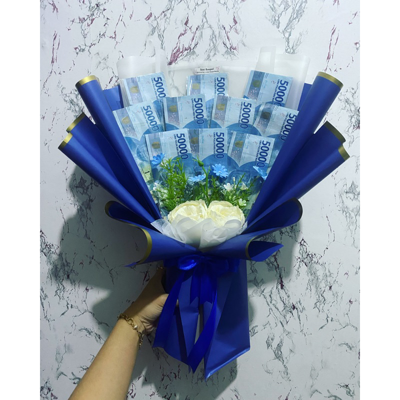 Money bouquet uang 50K 10 lembar bucket uang malang