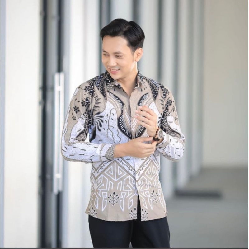 baju batik pria lengan panjang modern