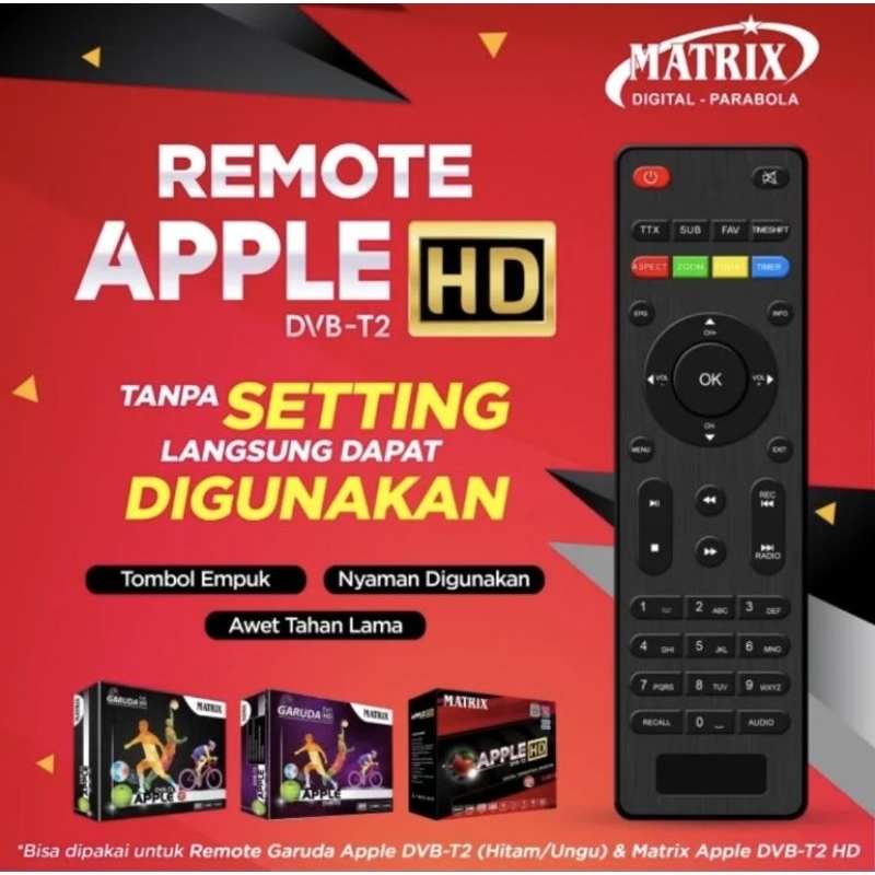 Remot Remote Sep Top Box Matrix Apple Merah / Kuning - Garuda Hitam / Ungu