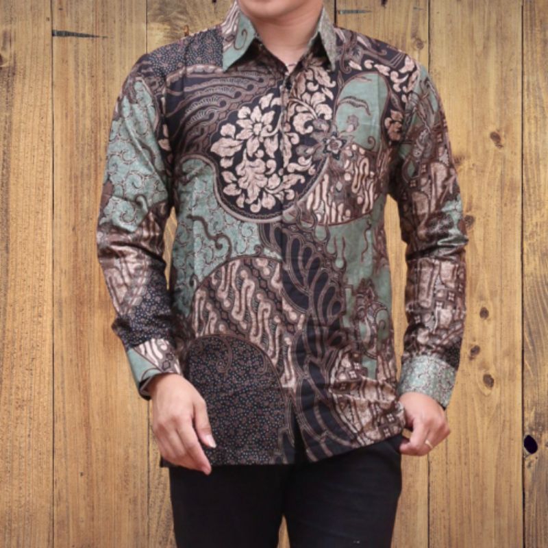 kemeja pola lawasan ijo soft original arta batik super atasan batik pria modern batik ori 3.3 23 bat