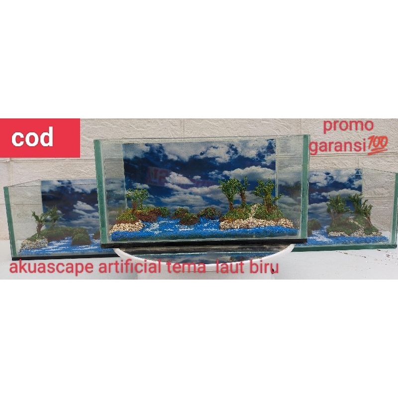 akuarium unik tema laut tanaman artificial tanpa co2/akuarium mini chana.