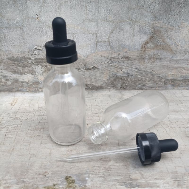 Botol pipet kaca 60ml bening / Amber / botol pipet tetes essential oil