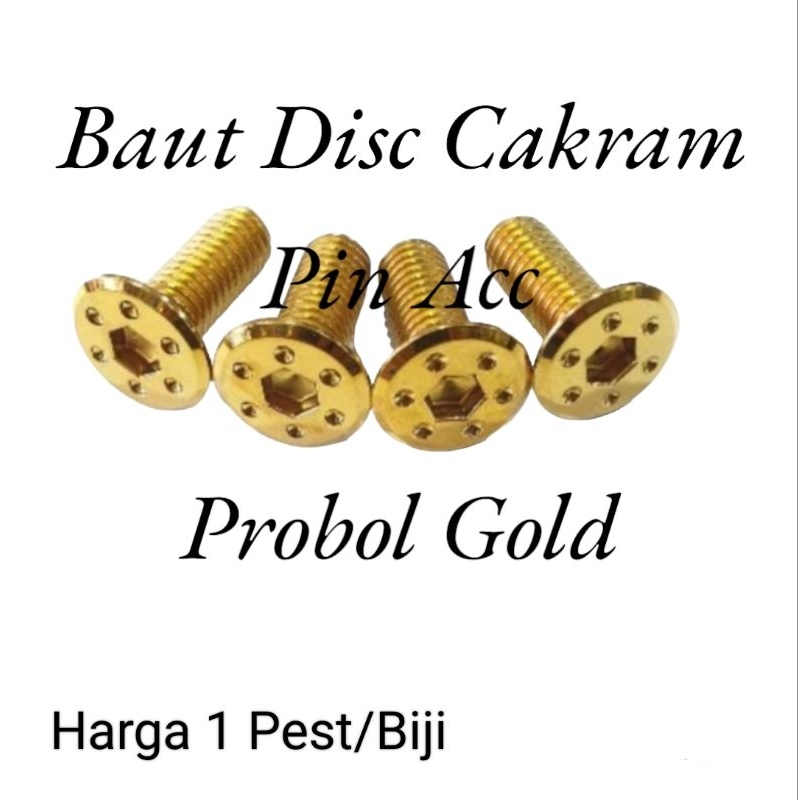 BAUT DISC CAKRAM PROBOLT DEPAN TWOTONE/GOLD UNIVERSAL HONDA/YAMAHA/SUZUKI DLL