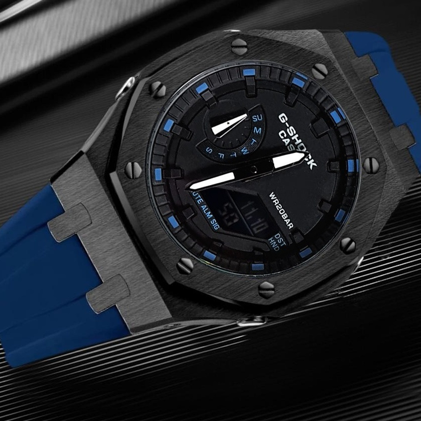 Jam Tangan Pria Gshock Casio GA2100 Custom Autolight Komplit Box Paper Bag Buku Manual