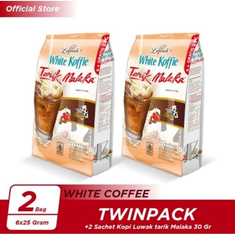 

Kopi Luwak White Koffie Tarik Malaka Bag 6x25gr Paket Twin Pack