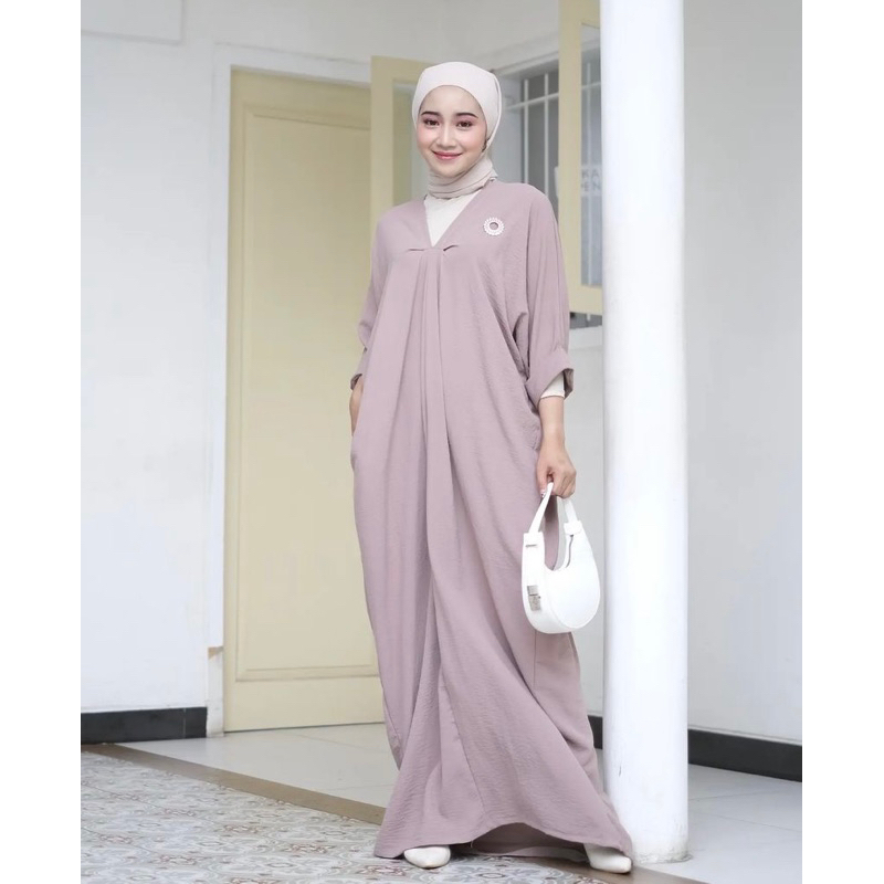 ZALINA KAFTAN - CRINKlE AIRFLOW - V-NECK - NEW MODEL - BISA COd