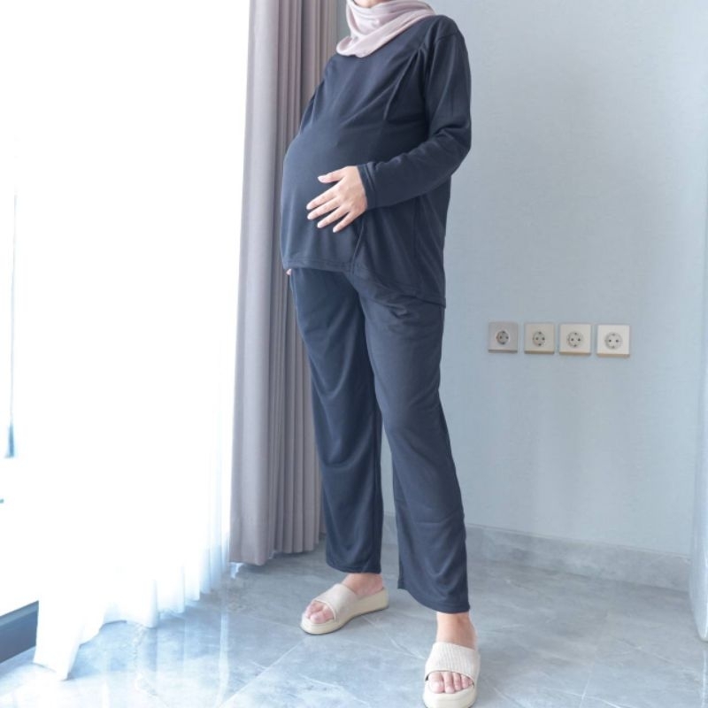 Baju Setelan Menyusui KIARA ONE SET Bukaan Samping Kanan Kiri Babyterry - BUSUI KIARA ONE SET