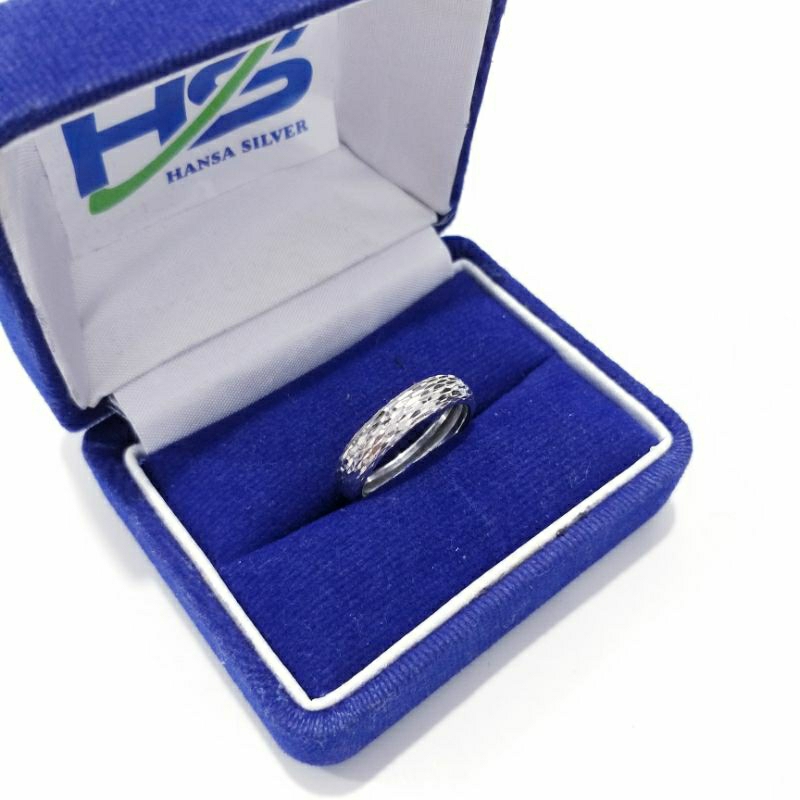 Cincin Perak Wanita Silver Asli 925 Lapis Emas Putih Model Golong Ring Ukir