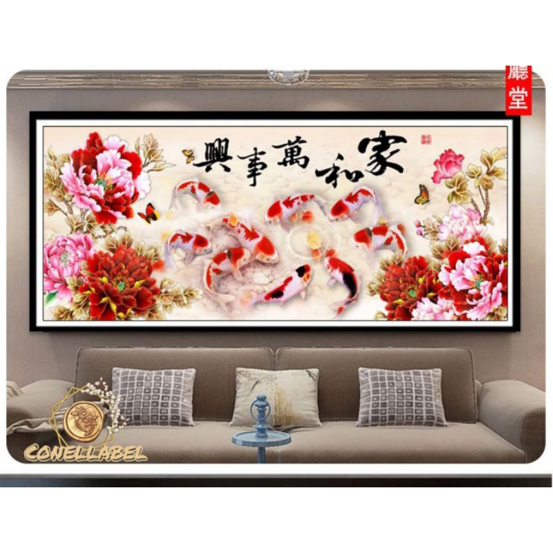 Lukisan sulam 5d Peony nine fish // Diamond painting 5d Peony nine fish