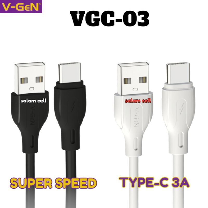 Kabel Data Type-C V-Gen VGC-03 3A Super Speed Original Vgen Vgc 03 Garansi Resmi