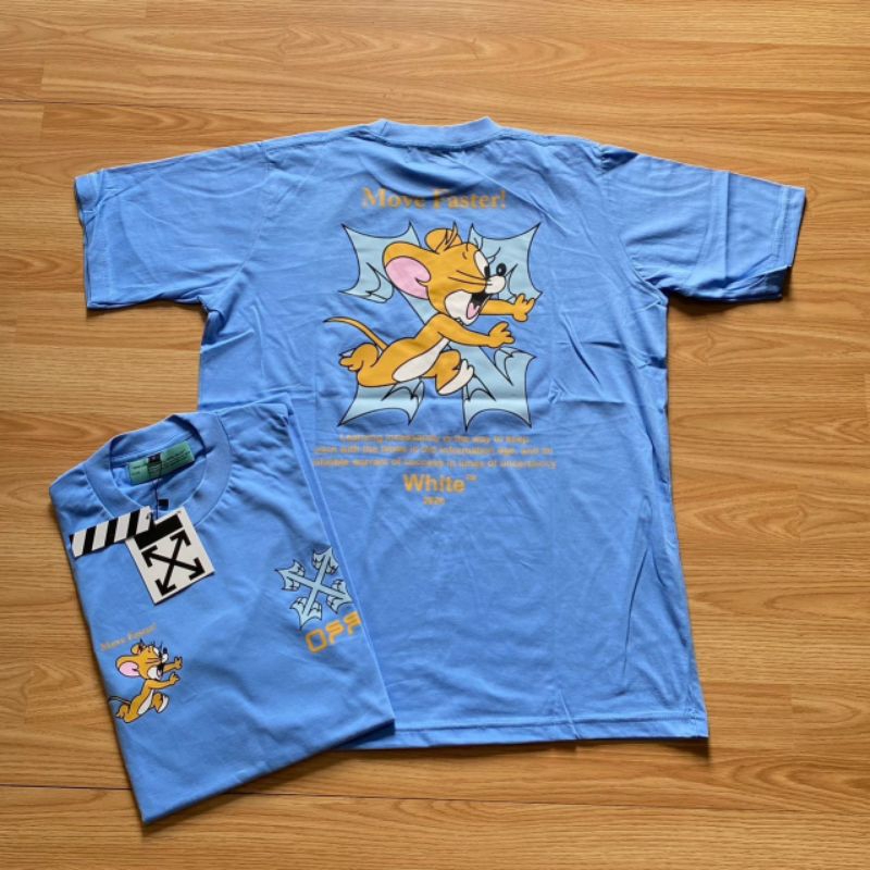 KAOS PRIA WANITA OFF WHITE TOM AND JERRY ARROW PREMIUM