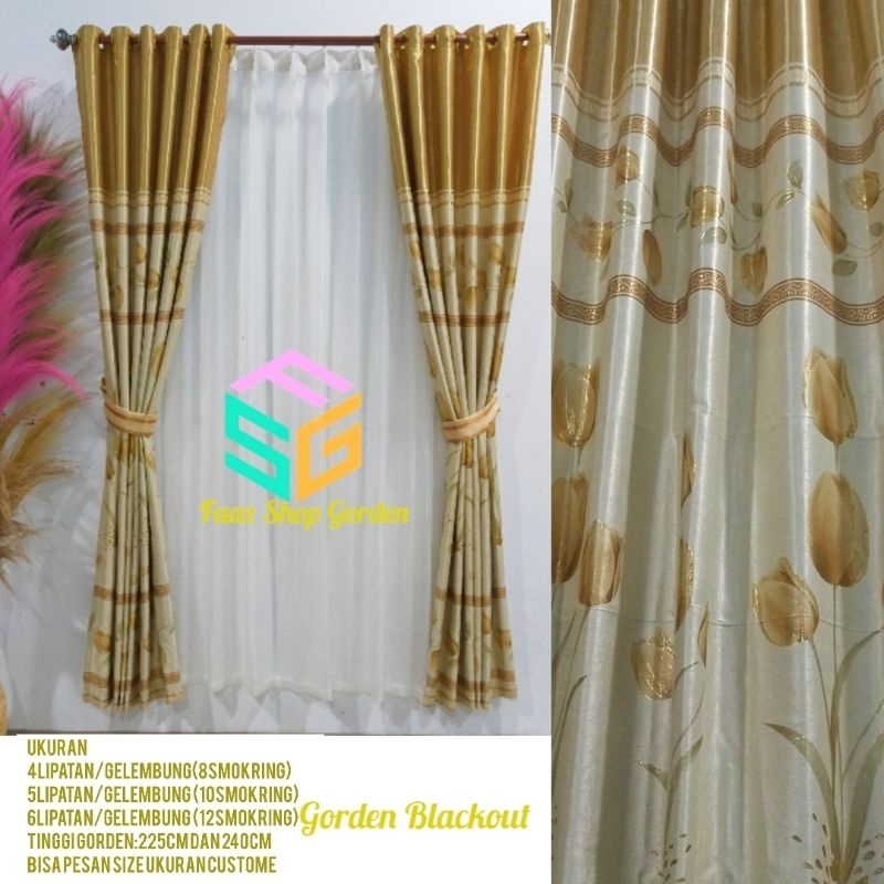 Gorden Blackout Import Premium Mewah Tebal Gorden Jendela Minimalis Motif Bunga Tulip Gorden Pintu