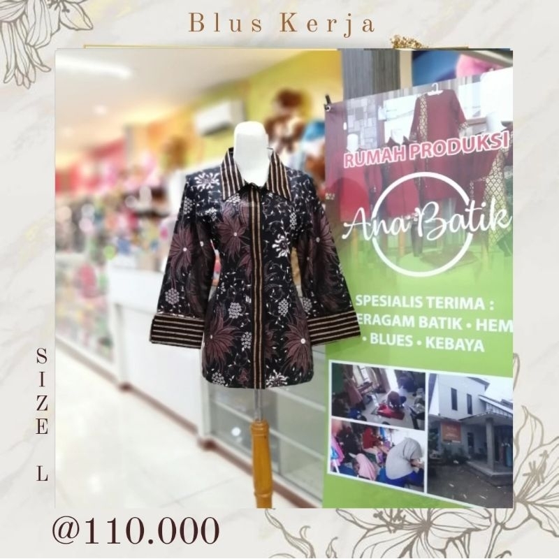 BLUS KANTOR KOMBINASI LURIK ANA BATIK Atasan batik kerja