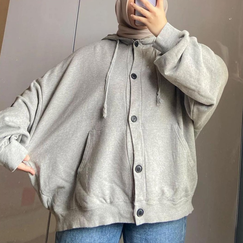 FLAG MONOCHROME LOGO HODIE KANCING OVERSIZE OUTER SWEATER TOPI (PH)