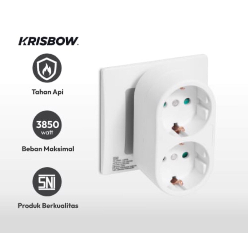 KRISBOW COLOKAN LISTRIK 2 LUBANG+SAKLAR/KRISBOW STEKER ARDE 2 ARAH/ACE TWO WAY SCHUKO ADAPTOR WITH SWITCH/ACE COLOKAN LISTRIK DOUBLE