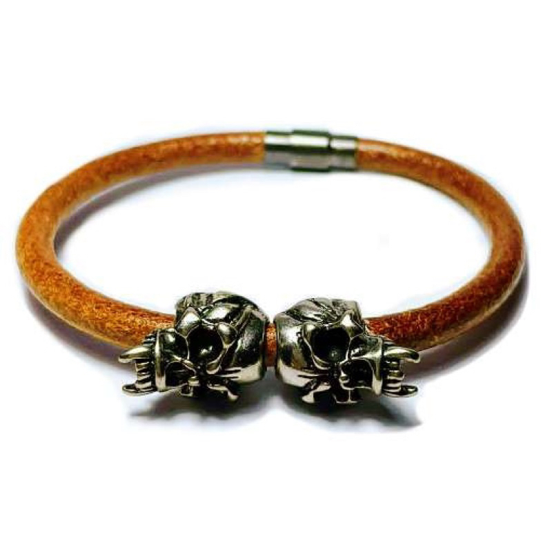 Genuine Leather Skull Bracelet | DJAWEED
