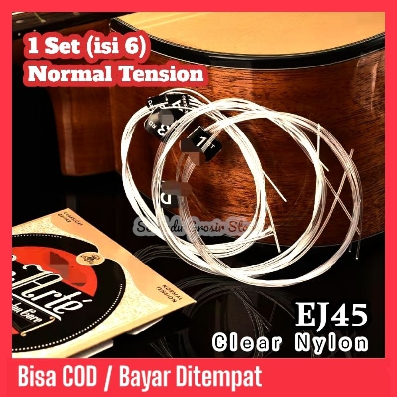 Senar Gitar Akustik Nylon EJ45 Normal Tension 1 Set (isi 6) - Clear Nylon