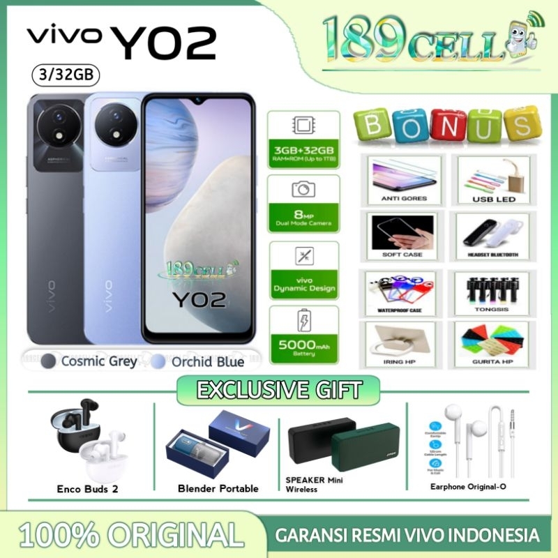 VIVO Y02 Y 02 RAM 3/32 GB GARANSI RESMI VIVO INDONESIA